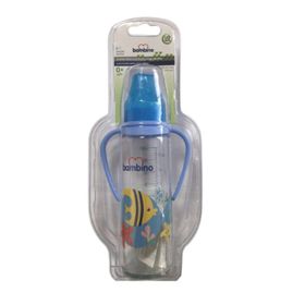 Bambino B016 225 ml Mavi Silikon Kiraz Uçlu Kulplu Cam Biberon