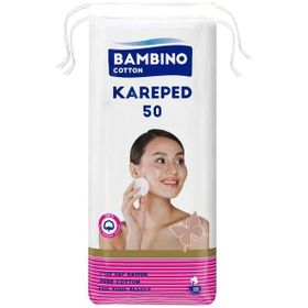 Bambino Cotton Kare 50 Adet Makyaj ve Bebek Temizleme Pamuğu