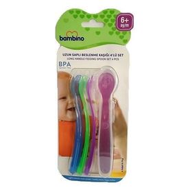 Bambino Uzun Saplı 4'lü Set Beslenme Kaşığı