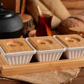 Bambum B1696 Asya 7 Parça Bambu Kapaklı Kahvaltılık Takımı