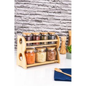 Bambum Bench 8 Parça 2 Katlı Standlı Baharatlık Seti
