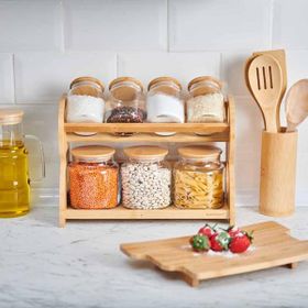 Bambum Bench 8 Parça 2 Katlı Standlı Baharatlık Seti