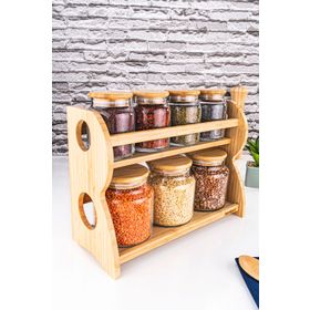 Bambum Bench 8 Parça 2 Katlı Standlı Baharatlık Seti