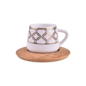 Bambum Hanedan 6 Kişilik Desen Altlıklı Kahve Takımı