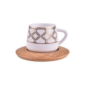 Bambum Hanedan 6 Kişilik Desen Altlıklı Kahve Takımı