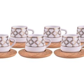 Bambum Hanedan 6 Kişilik Desen Altlıklı Kahve Takımı