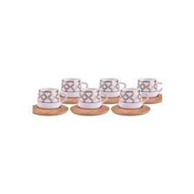 Bambum Hanedan 6 Kişilik Desen Altlıklı Kahve Takımı