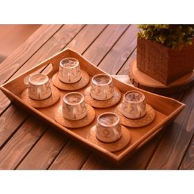 Bambum Hanedan 6 Kişilik Desen Altlıklı Kahve Takımı