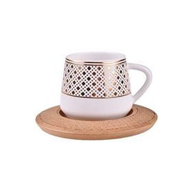 Bambum Hanzade 6 Kişilik Desen Altlıklı Kahve Takımı