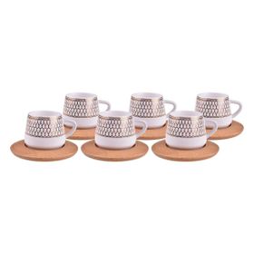 Bambum Hattat Desen Altlıklı Standart 6 Kişilik Kahve Takımı