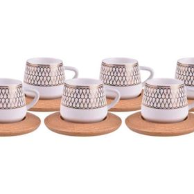 Bambum Hattat Desen Altlıklı Standart 6 Kişilik Kahve Takımı