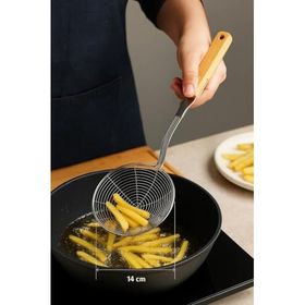 Bambum Ladle Bambu Saplı Tel 14 cm Kevgir