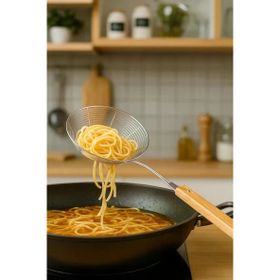 Bambum Ladle Bambu Saplı Tel 18 cm Kevgir