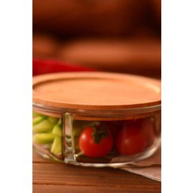 Bambum Lavi B0343 830 ml Yuvarlak Bölmeli Cam Saklama Kabı