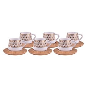 Bambum Nakkaş 6 Kişilik Desen Altlıklı Kahve Takımı