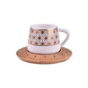 Bambum Nakkaş 6 Kişilik Desen Altlıklı Kahve Takımı