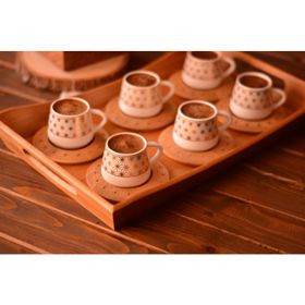 Bambum Nakkaş 6 Kişilik Desen Altlıklı Kahve Takımı