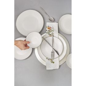 Bambum Naz Beyaz Platin 24 Parça Yemek Takımı