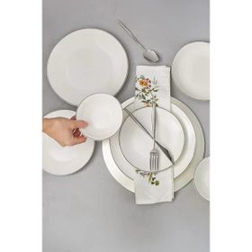 Bambum Naz Beyaz Platin 24 Parça Yemek Takımı