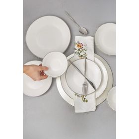 Bambum Naz Beyaz Platin 24 Parça Yemek Takımı