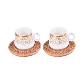 Bambum Ottoman 2 Kişilik Altın Desenli Kahve Takımı