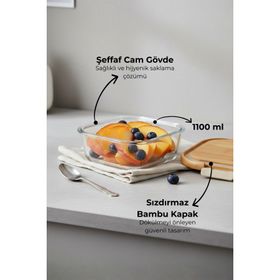 Bambum Patina Kilitli 1100 ml Cam Saklama Kabı
