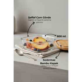 Bambum Patina Kilitli 800 ml Cam Saklama Kabı