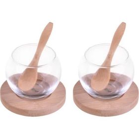 Bambum Rodica 6 Parça Bambu Altlıklı ve Kaşıklı Cam Sosluk