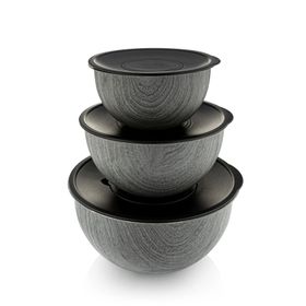 Bambum Rose Wood Antrasit 3'lü Metal Karıştırma Kabı