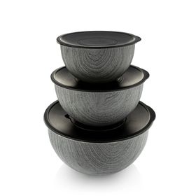 Bambum Rose Wood Antrasit 3'lü Metal Karıştırma Kabı
