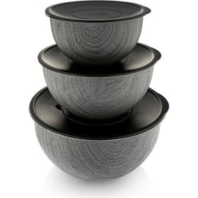 Bambum Rose Wood Antrasit 3'lü Metal Karıştırma Kabı