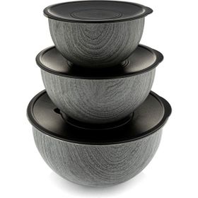 Bambum Rose Wood Antrasit 3'lü Metal Karıştırma Kabı