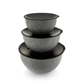 Bambum Rose Wood Antrasit 3'lü Metal Karıştırma Kabı