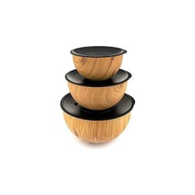 Bambum Rose Wood Kahverengi 3'lü Metal Karıştırma Kabı