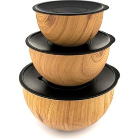 Bambum Rose Wood Kahverengi 3'lü Metal Karıştırma Kabı