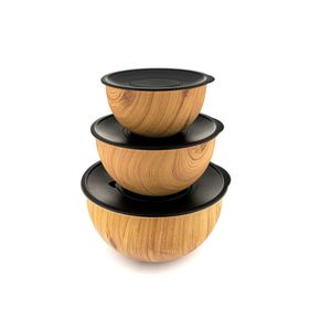 Bambum Rose Wood Kahverengi 3'lü Metal Karıştırma Kabı