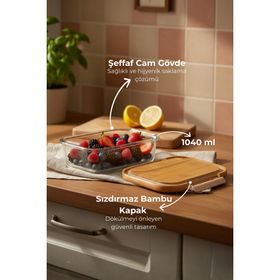 Bambum Satina 1040 ml Kilitli Cam Saklama Kabı
