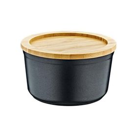 Bambum Slalom Bambu Kapaklı Granit 16 cm Siyah Saklama Kabı