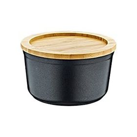 Bambum Slalom Bambu Kapaklı Granit 16 cm Siyah Saklama Kabı
