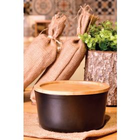 Bambum Slalom Bambu Kapaklı Granit 16 cm Siyah Saklama Kabı