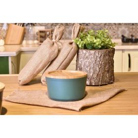 Bambum Slalom Granit Bambu Kapaklı Mavi 16 cm Saklama Kabı