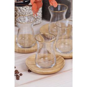 Bambum Stella 12 Parça Oval Bambu Altlıklı Çay Seti