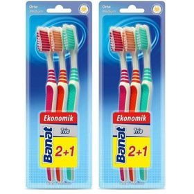 Banat Trio 3'lü Medium 2 Paket Diş Fırçası