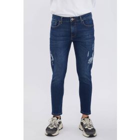 Banny Jeans Erkek Lacivert Bilek Boy Yırtık Skinny Fit Jean Pantolon
