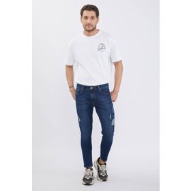 Banny Jeans Erkek Lacivert Bilek Boy Yırtık Skinny Fit Jean Pantolon