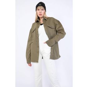Banny Jeans Haki Kadın Oversize Jean Gömlek