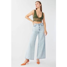 Banny Jeans Kadın Buz Mavi Bol Paça Uzun Jean Pantolon