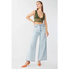 Banny Jeans Kadın Buz Mavi Bol Paça Uzun Jean Pantolon