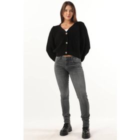 Banny Jeans Kadın Koyu Gri Orta Bel Düz Dar Kesim Jean Pantolon