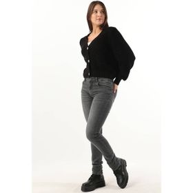 Banny Jeans Kadın Koyu Gri Orta Bel Düz Dar Kesim Jean Pantolon